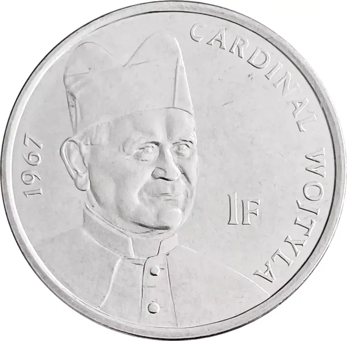 1 франк 2004 Конго «25 лет правления Иоанна Павла II / кардинал Войтыла»