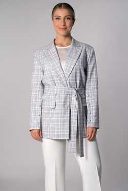 Жакет женский 4321АП, клетка белая #406БКл044321АП