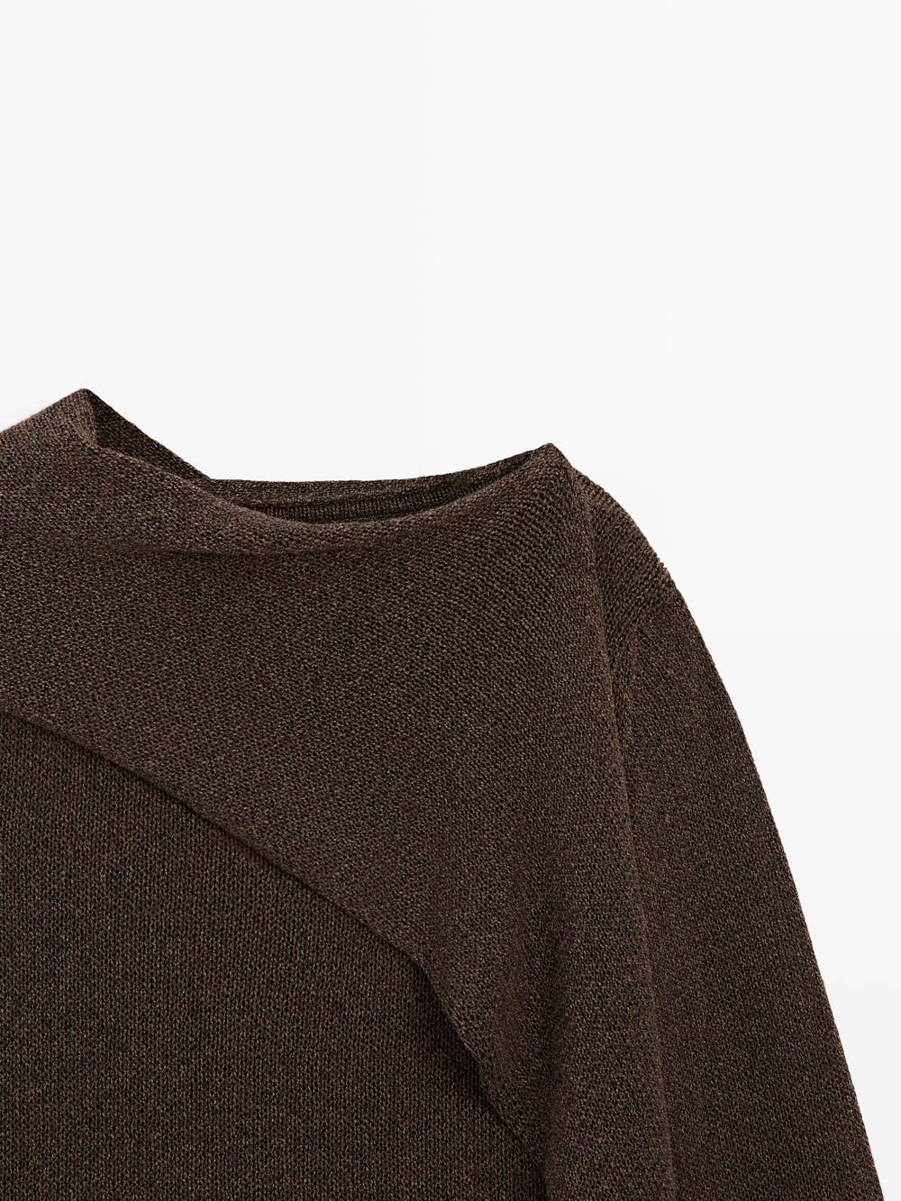 Massimo Dutti Свитер-накидка из смесового хлопка, шоколадный