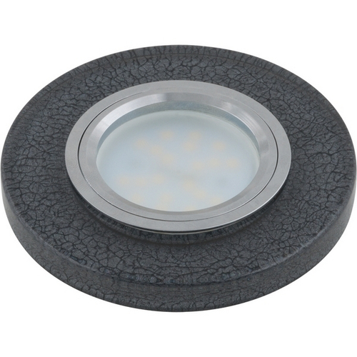 DLS-L104 GU5.3 CHROME/BLACK Светильник декоративный встраиваемый, серия Luciole.  Без лампы, цоколь GU5.3. Доп. светодиодная подсветка 3Вт. Металл/пол