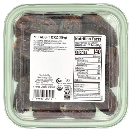 Natural Delights, Органические свежие финики со средним вкусом без косточек, 340 г (12 унций)