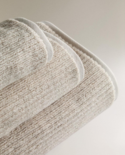 Zara Home - Ребристое полотенце для ванной с текстурой, бежевый, 30х50 см