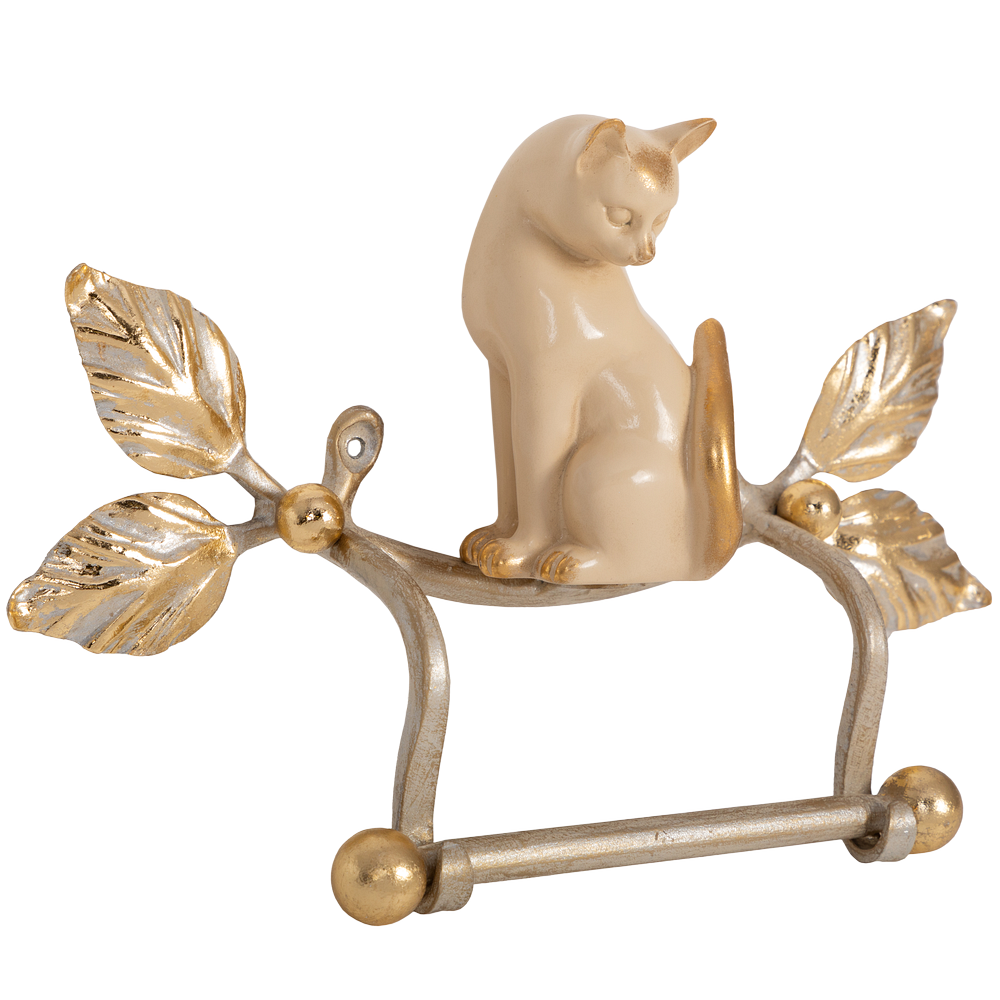 Держатель для туалетной бумаги Кот Мур Айвори Мраморное золото