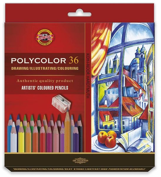 Карандаши цветные художественные POLYCOLOR 3835, 36 цветов