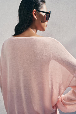 ZARA ДЖЕМПЕР ТОНКОЙ ВЯЗКИ С V-ОБРАЗНЫМ ВЫРЕЗОМ, ПАСТЕЛЬНО-РОЗОВЫЙ