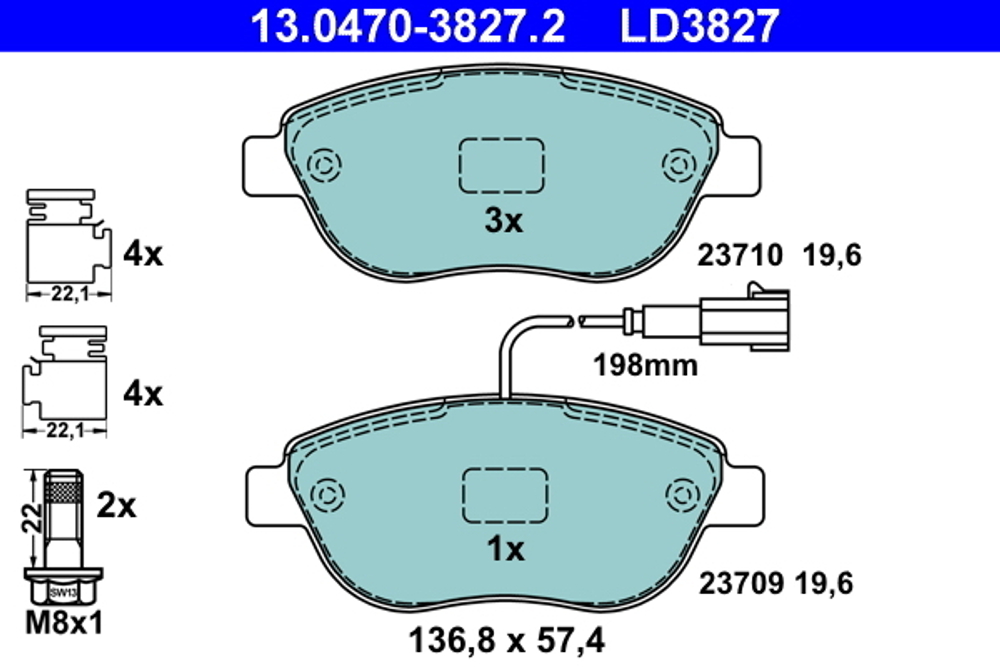 ATE - 13047038272-ATE - Brake Pad Set, disc brake