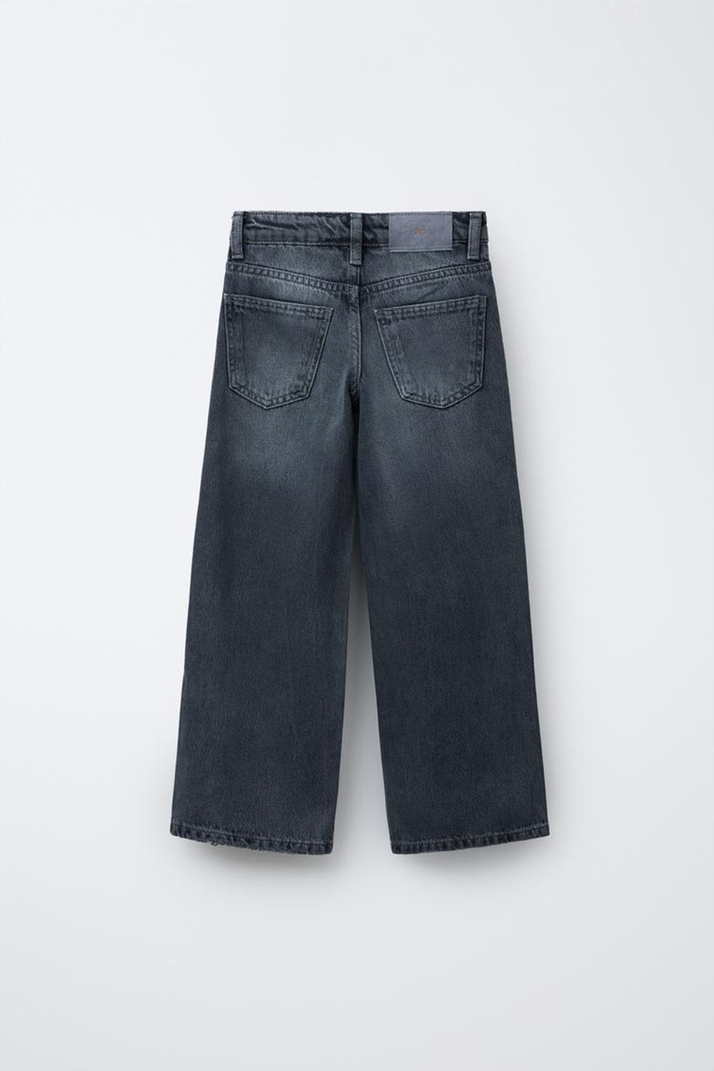 ZARA ДЖИНСЫ WIDE LEG С БЛЕСТЯЩЕЙ БАХРОМОЙ, СЕРО-СИНИЙ