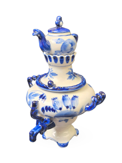 Статуэтка "Самовар с заварочным чайничком" Гжель