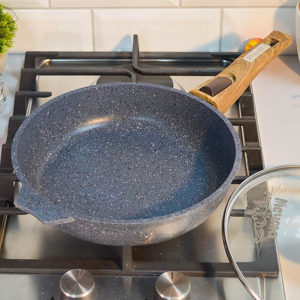 Сковорода 22см Premium blue со съемной ручкой и стеклянной крышкой