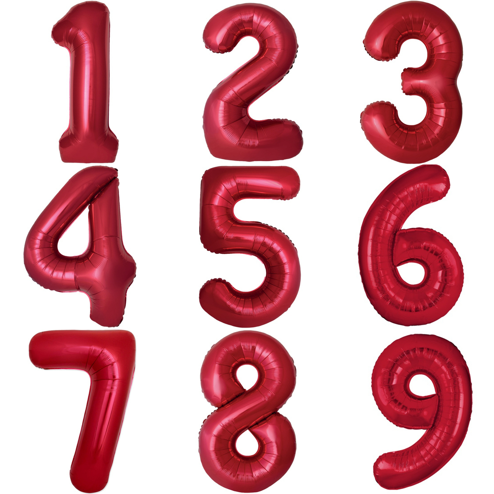 Цифры 102 см "Красные металлик" слим (slim)