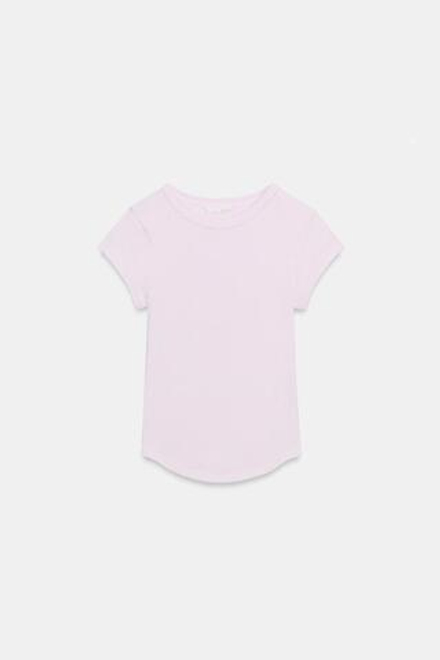 ZARA ФУТБОЛКА В РУБЧИК С КОРОТКИМИ РУКАВАМИ, СИРНЕВЫЙ