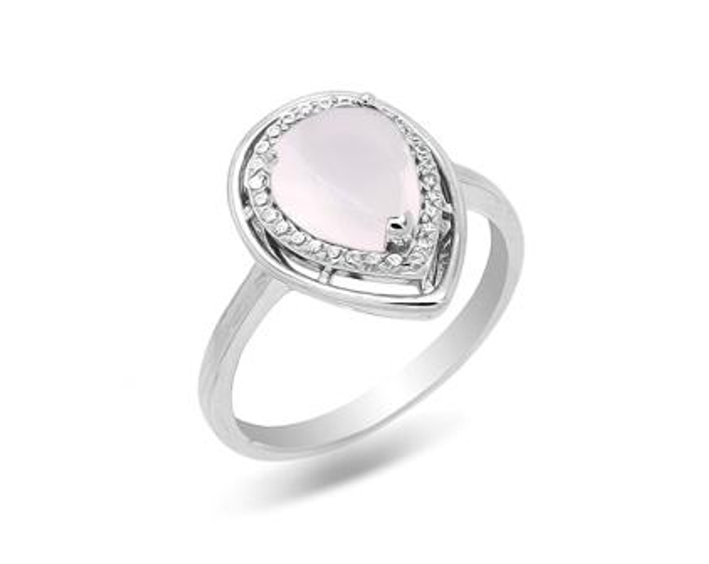 Кольцо из серебра с розовым кварцем