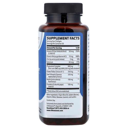LifeSeasons, Pros-T®, добавка для поддержки простаты, 60 капсул