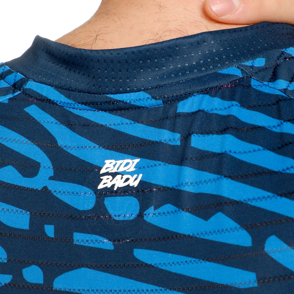 Мужское теннисное поло BIDI BADU Fingerprint Round Neck T-Shirt Men - Dark Blue, White