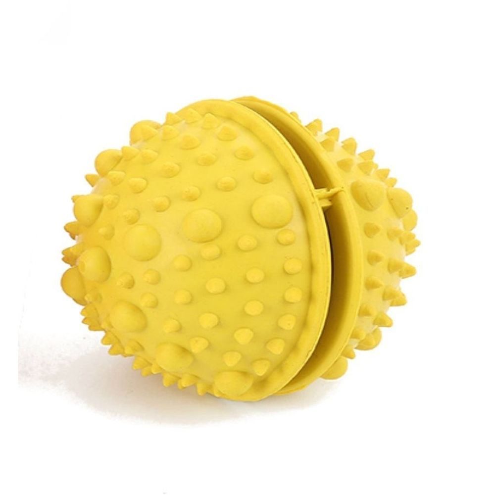 Мячик для собак под лакомства "Чистый Котик" желтый 8см RT242