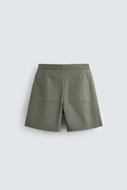 ZARA ШОРТЫ RELAXED FIT С СКЛАДКАМИ И РЕМНЕМ, ХАКИ