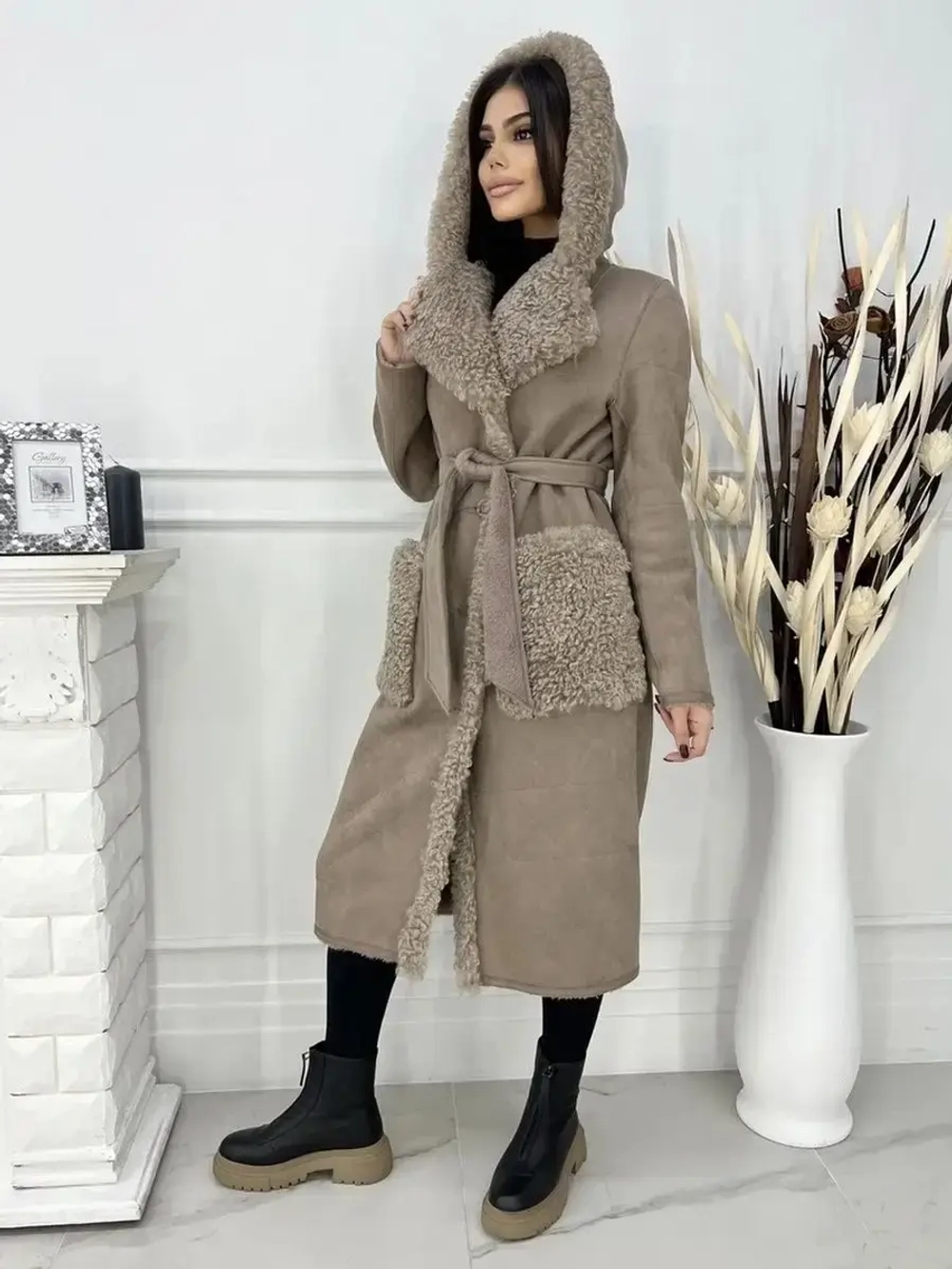 Пальто дубленка женская зимняя демисезонная