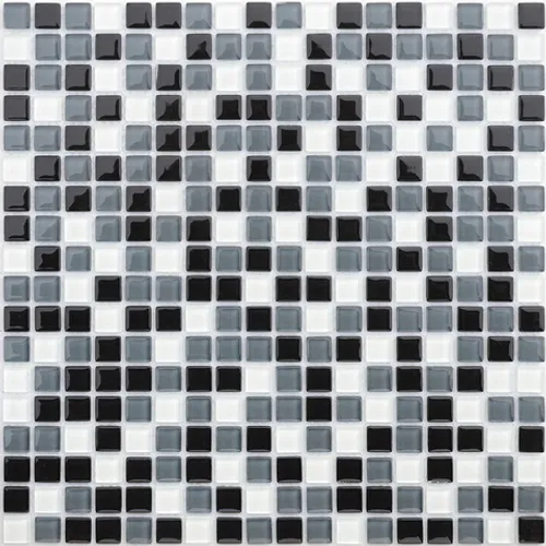 Мозаика стеклянная Baikal 15x15x4 Naturelle 4 mm черный белый серый