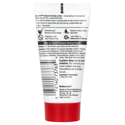 Eucerin, Original Healing Lotion, без отдушек, 30 мл (1 жидк. унц.)