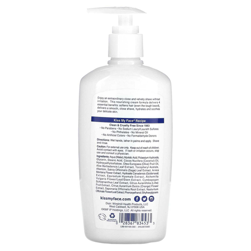 Kiss My Face, увлажняющее средство для бритья 4 в 1, без отдушки, 325 мл (11 жидк. унций)