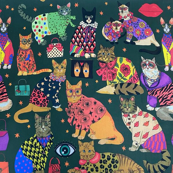 СТИЛЬНЫЕ КОТЫ, отрез 55 см, 100% хлопок Handmade Fabrics 1
