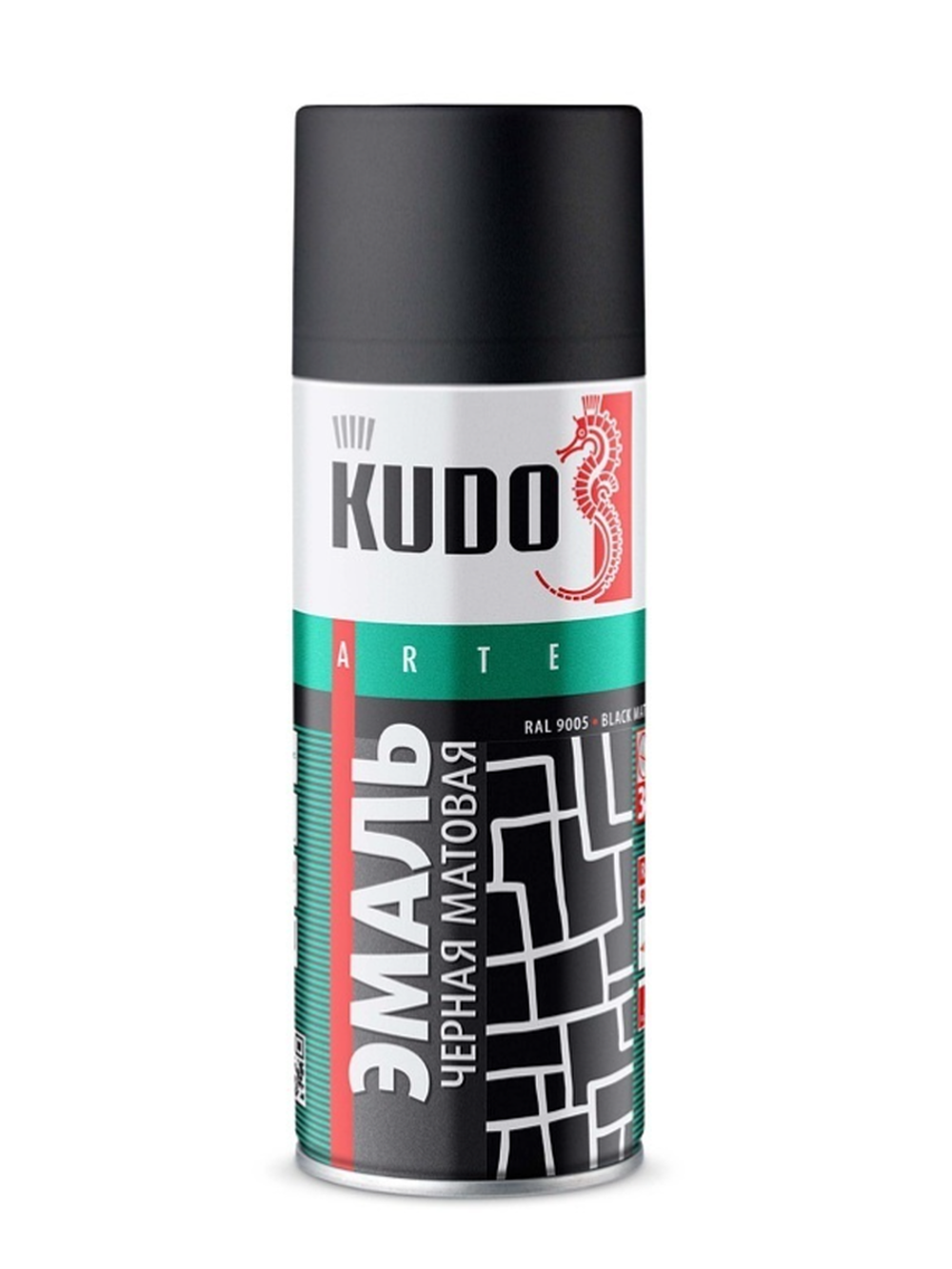 Эмаль аэрозольная Kudo KU-1102 RAL 9005 универсальная чёрная матовая (0,52 л)