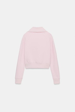 ZARA ТОЛСТОВКА ИЗ ФЛИСА НА МОЛНИИ, ПАСТЕЛЬНО-РОЗОВЫЙ