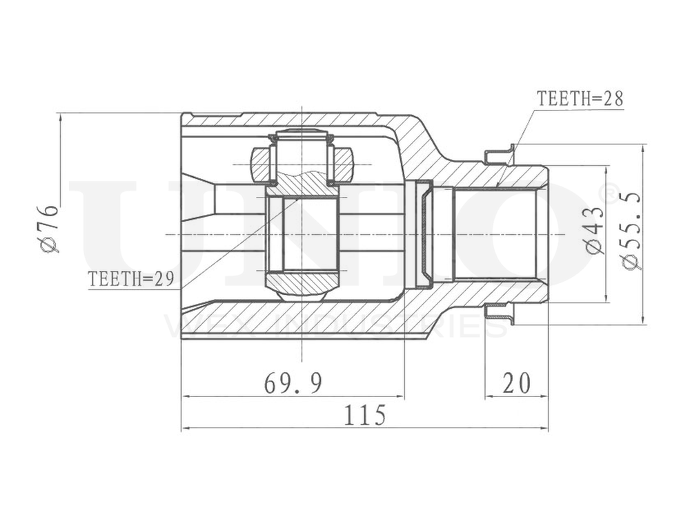 ШРУС внутренний правый UNIO CVJ-30143