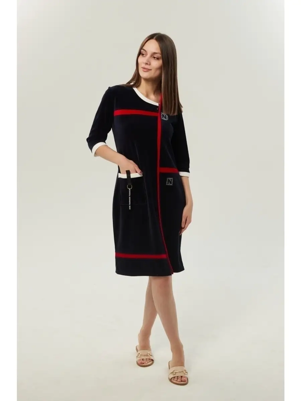 Халат домашний велюровый на молнии большие размеры