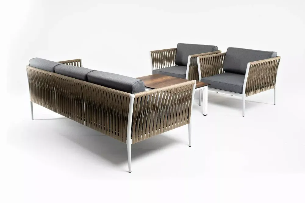 "Касабланка" лаунж-зона плетеная из роупа 5-местная, цвет серый