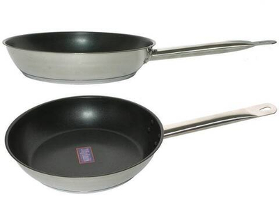 Сковорода 24см Общепит нерж ТРС 3,5мм, индукция, покрытие Xylan