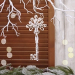 Подвеска «Ключ от сказки» 16*7 см, Белый/Золотой блеск