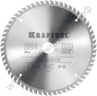 KRAFTOOL PRECISION 254х30мм 60Т, диск пильный по дереву