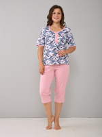Пижама с бриджами КД-063/розовый-белыеогурцы