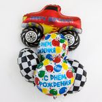 Шар (30''/76 см) Фигура, С Днем Рождения, Пикап Монстр-Трак, Красный