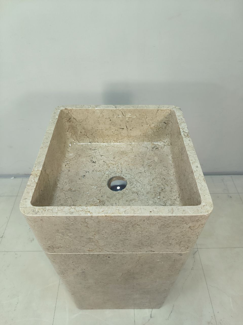 Раковина напольная из мрамора Square Cream RN-65929 45х45х90 из натурального камня