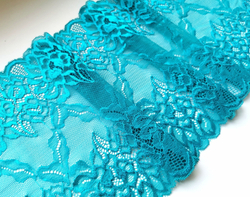 Эластичное кружево, 22 см, яркая бирюза, (Арт: EK-1055), м