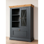 Комод «Форест» 2 двери и полки серый 7012/бейц-масло