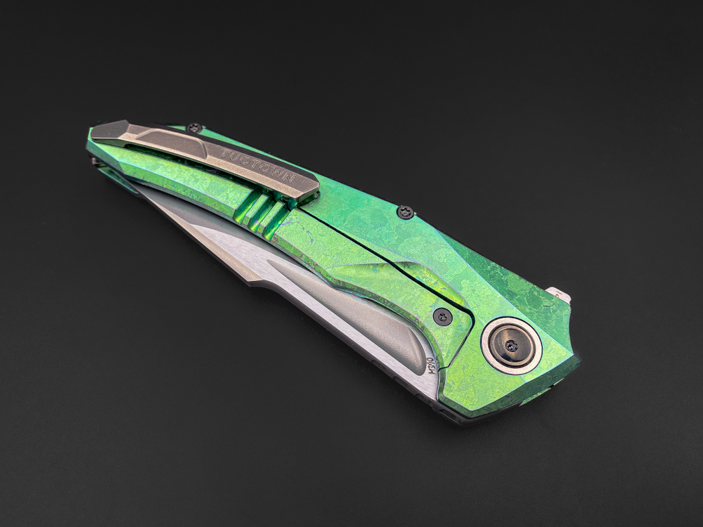 Складной нож Guerrero M390 green CrystalTi green carbon
