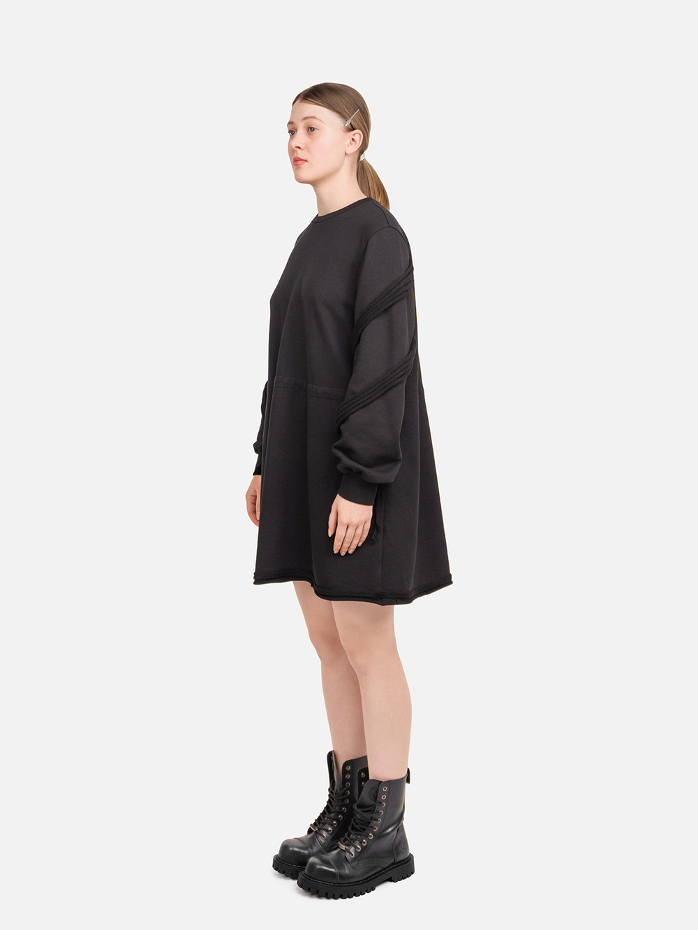 Платье мини из футера "Целина". Черное