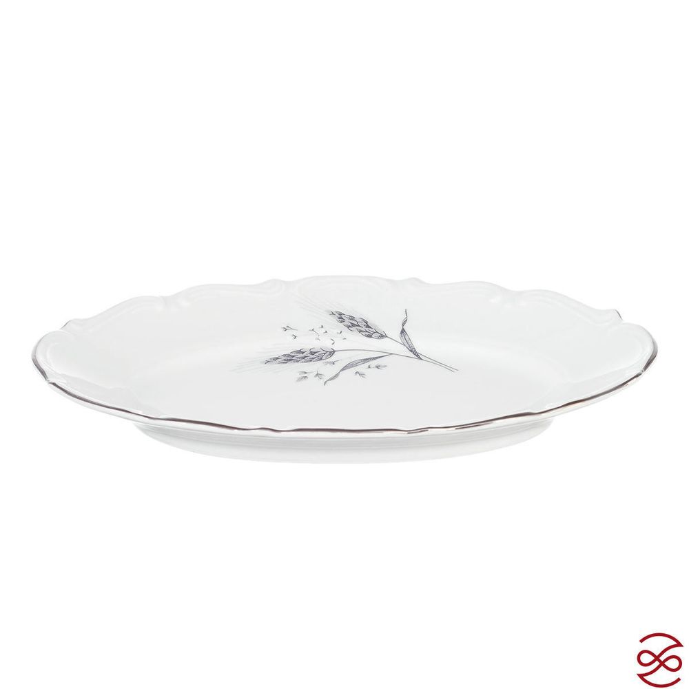 Блюдо овальное плоское 22 см Repast Серебряные колосья