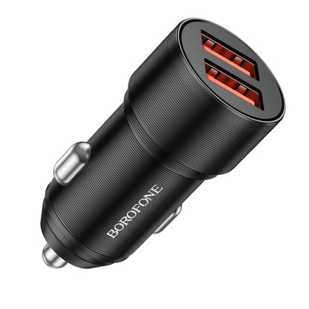 Автомобильный адаптер питания BOROFONE BZ19B 2USB 36W QC 3.0 (черный)