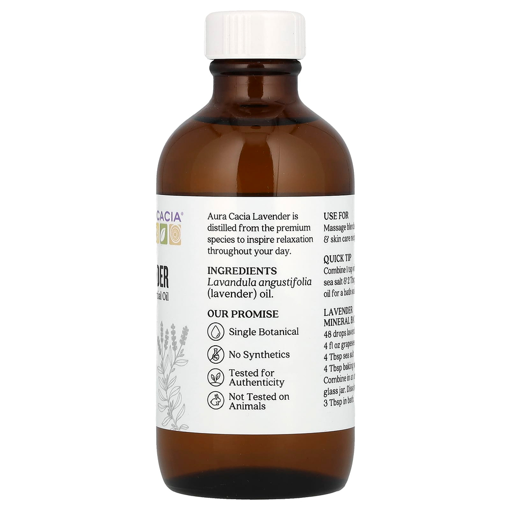 Aura Cacia, чистое эфирное масло, лаванда, 118 мл (4 жидк. унции)