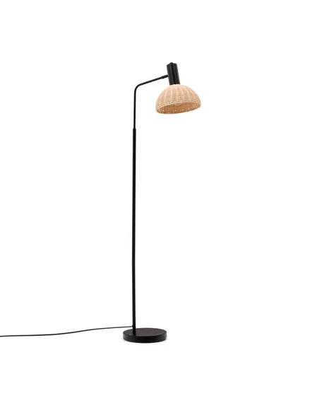 Торшер Damila 165 см, ротанг, черный каркас