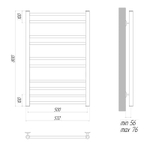 Полотенцесушитель электрический Lemark Ursus LM72810EBL П10 500x800, левый/правый, черный