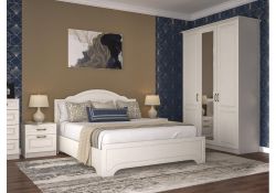 Шкаф Ливерпуль с зеркалом белый / ясень ваниль