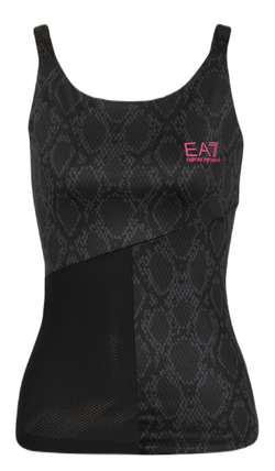 Женский топ теннисный EA7 Woman Jersey Sport Top - black python