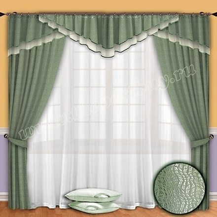 Комплект штор  Марта (арт. 1025)  -  500x270, (150x270)x2, ламбрикен 590x70 см.