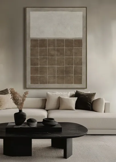 Постер Quietness 120х90 см, бежевый, коричневый, белый