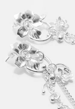 STRADIVARIUS Каскадные серьги-цепочки с цветами, серый